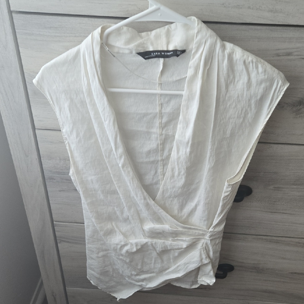 Zara White Wrap Blouse